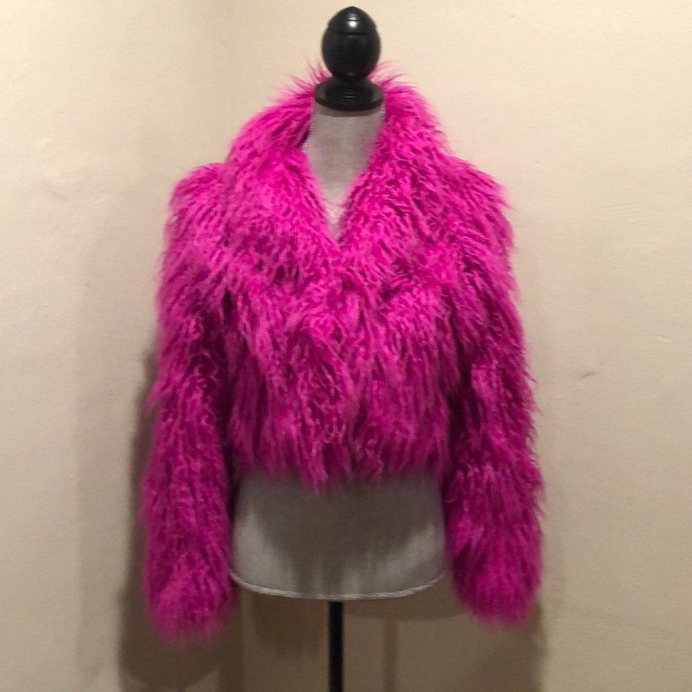 Hot Pink Party Girl Fuzzy Jacket size small